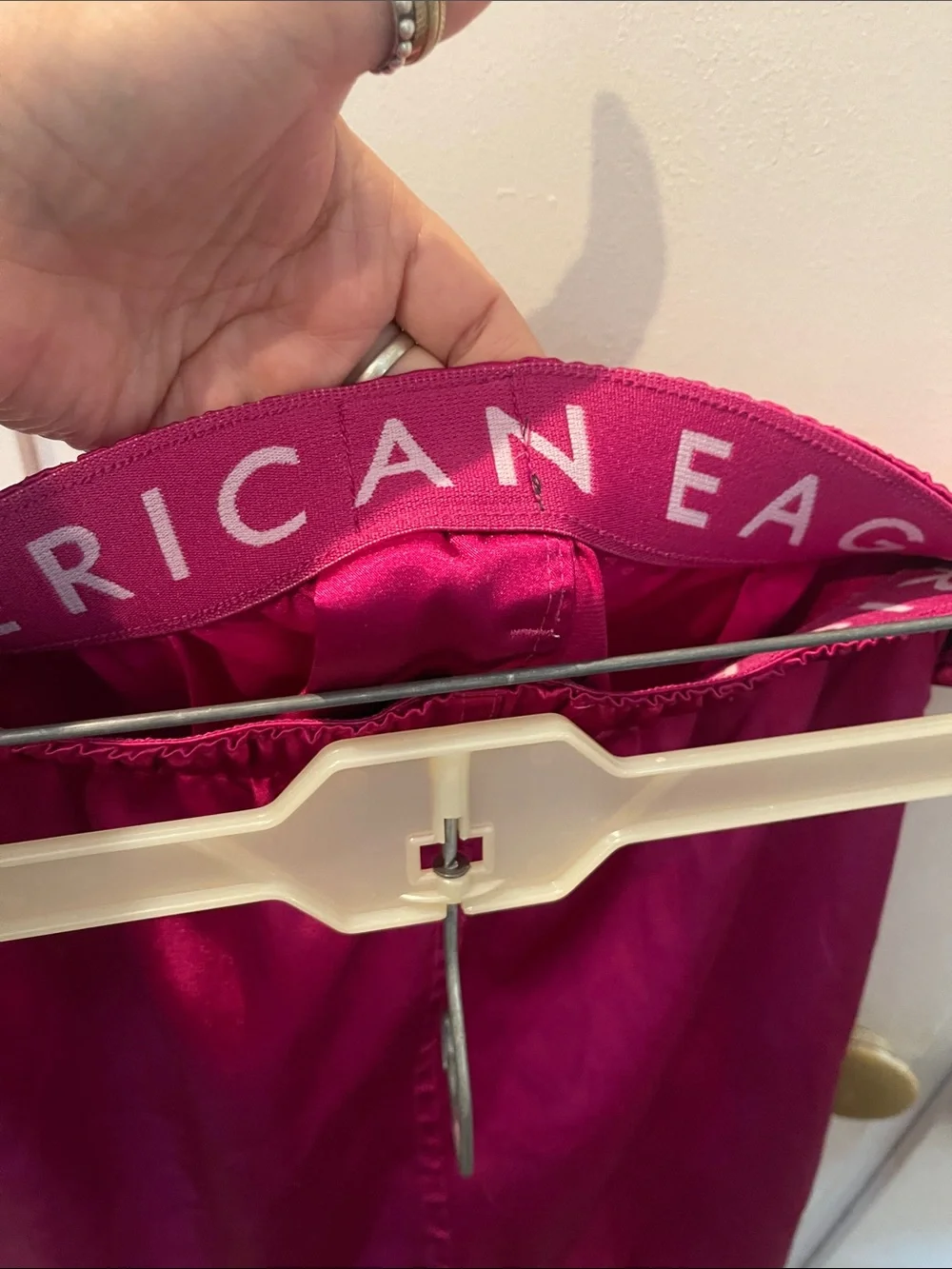 American Eagle Outfitters Men's Fuchsia Satin Hybrid Shorts